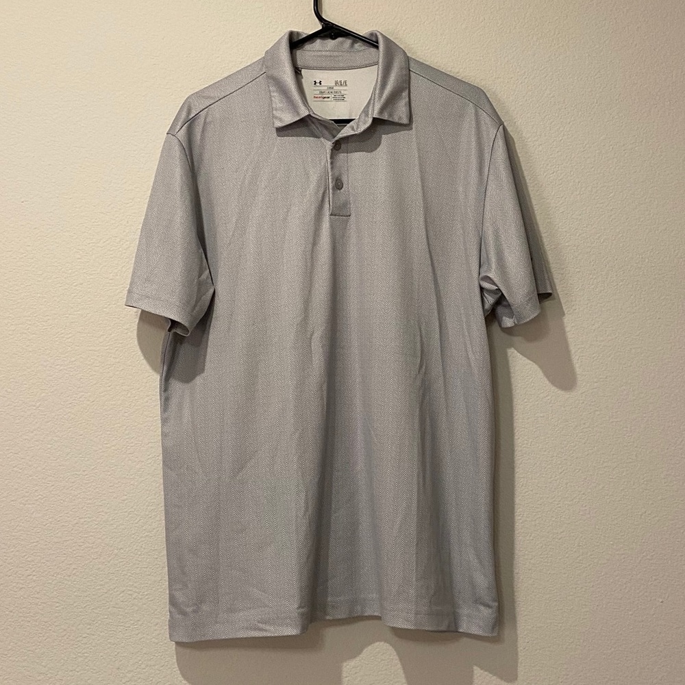 🆕 Adidas Zig-Zag Pattern Polo - Gray & White